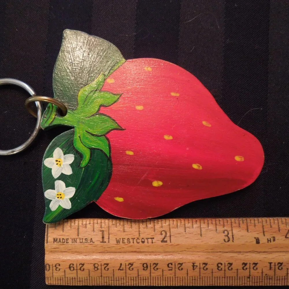 Vintage Signed Mary McDaniel Strawberry Keychain